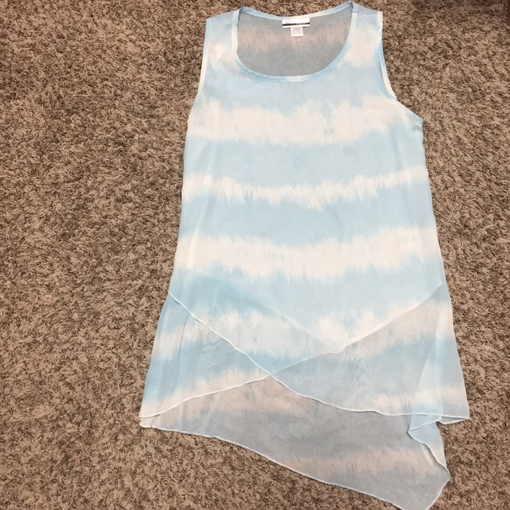 Sheer White/Blue Tank Top
